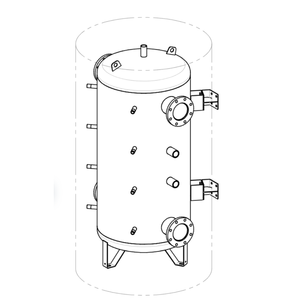 ThermaCon Buffer Tank Carbon Steel 4 Port, Outdoor Insulation