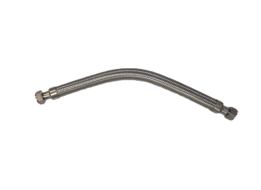 [OB-SSRTH25450] 1" (25mm) 316 Over-Braided Stainless Ripple Tube Hose With Flat Faced Union Ends (450mm)