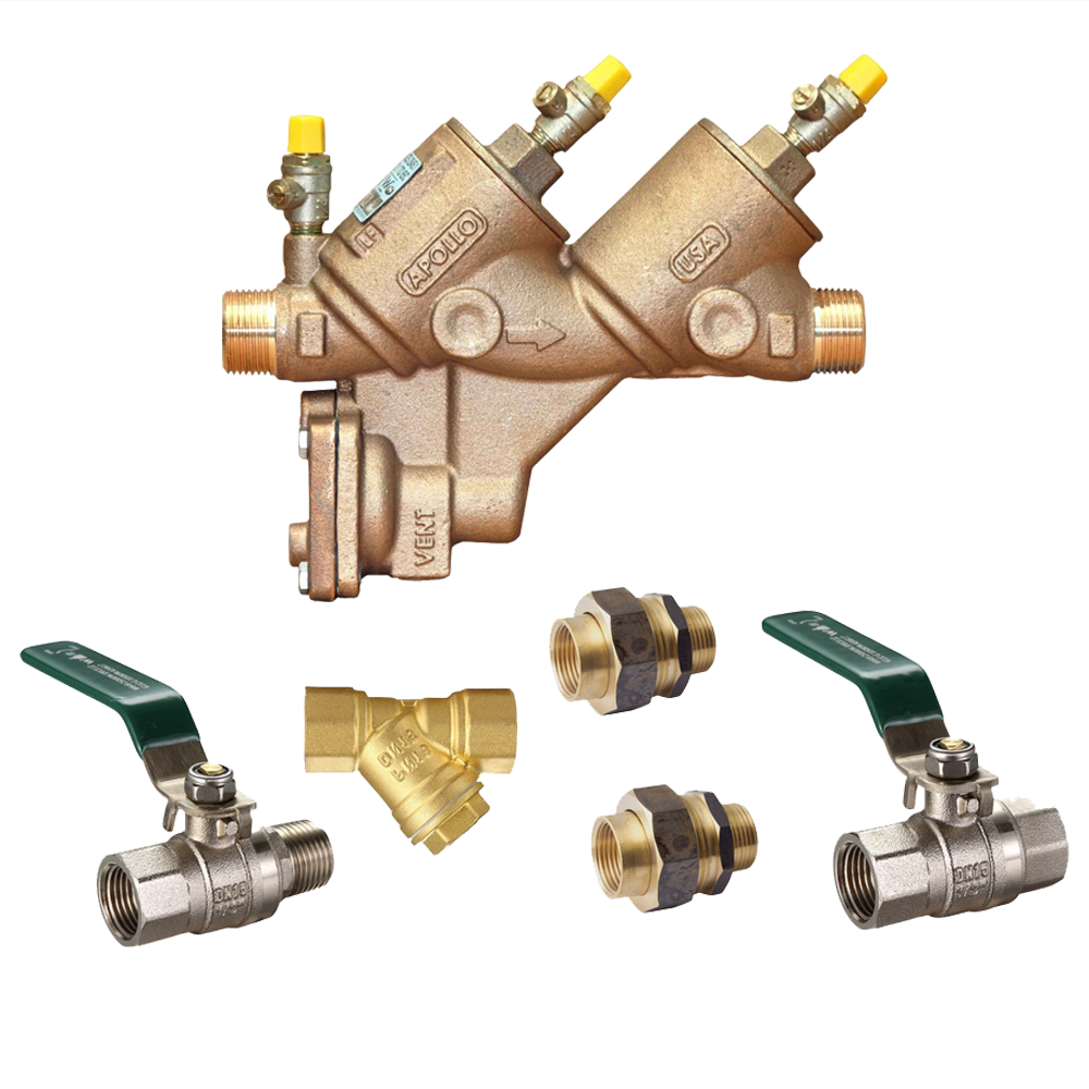 Apollo RPZ 4A Brass Full Assembly with Unions