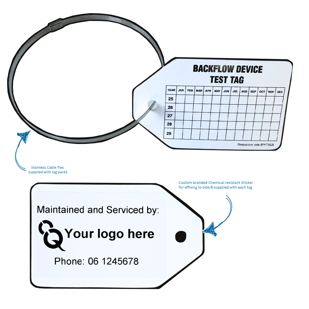 Backflow Test Tag, Custom Logo Sticker & Stainless Tie