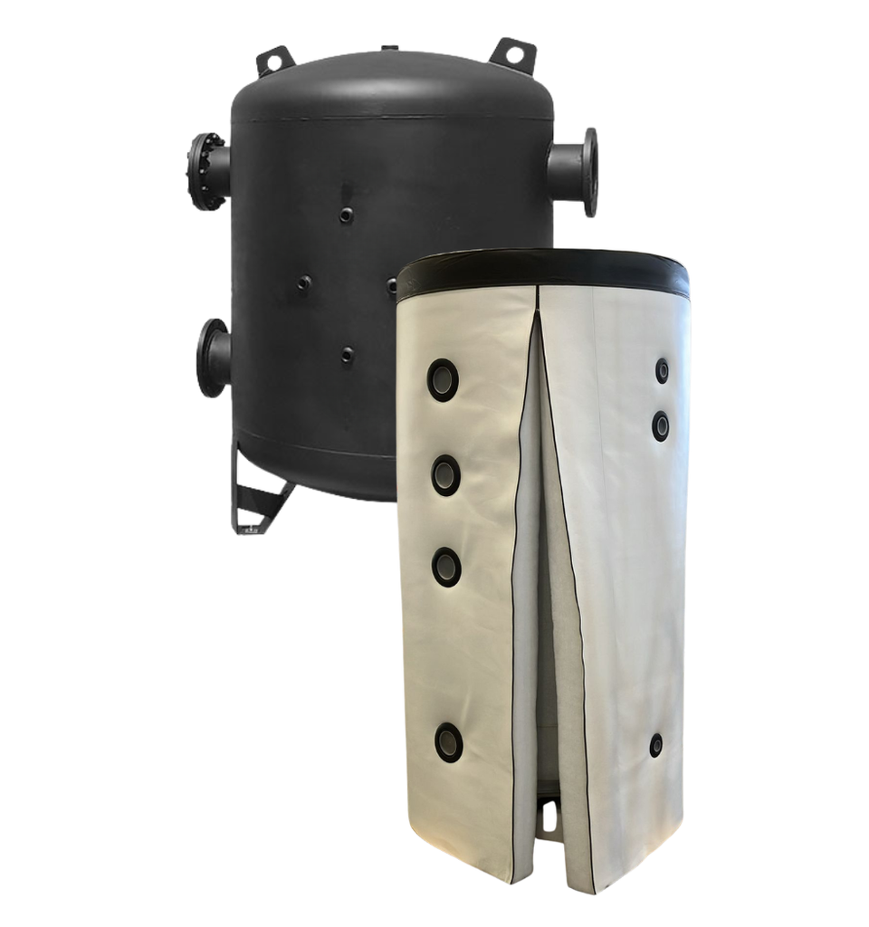 [TCBT-SIF-1000] ThermaCon Buffer Tank Carbon Steel 4 Port Flanged, Indoor Insulation (1000L)