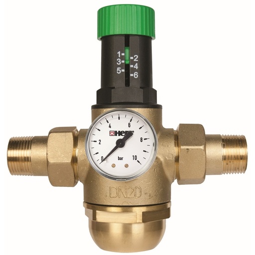 Pressure Reducing /Regulator Valve Brass Threaded  - Integral Filter, Unions & Gauge