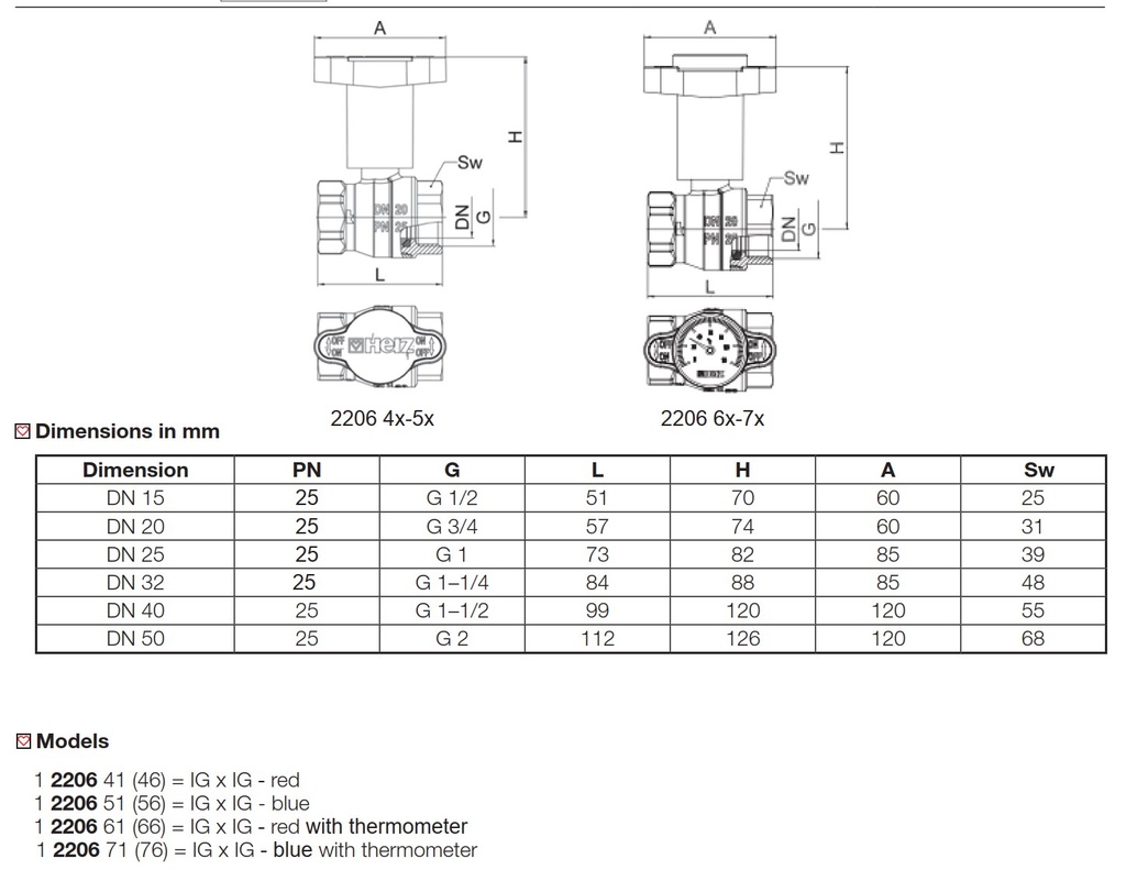 Brass Ball Valve Threaded - Extended Blue Insulated Handle - Data sheet