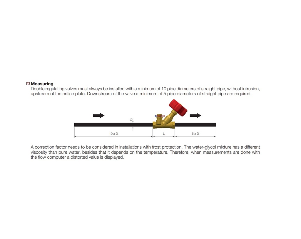 Balancing Valve Iso/Reg Fixed Orifice Straight pipe distance required