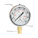 Pressure Gauge 100mm SS Liquid Filled 3/8" BSPT Bottom Entry 0~1000 kpa Brass Internals