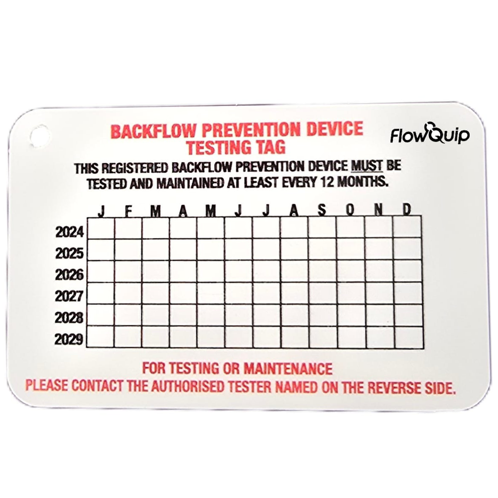 Backflow Maintenance Test Tag