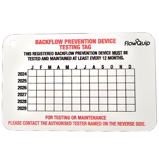 Backflow Maintenance Test Tag