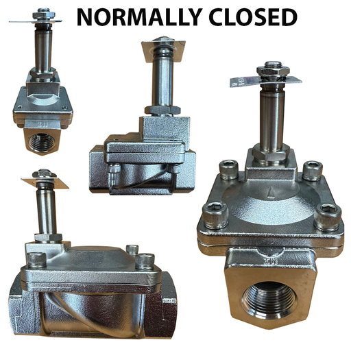 Stainless Steel Normally CLOSED Solenoid Valve Only - Pilot Acting