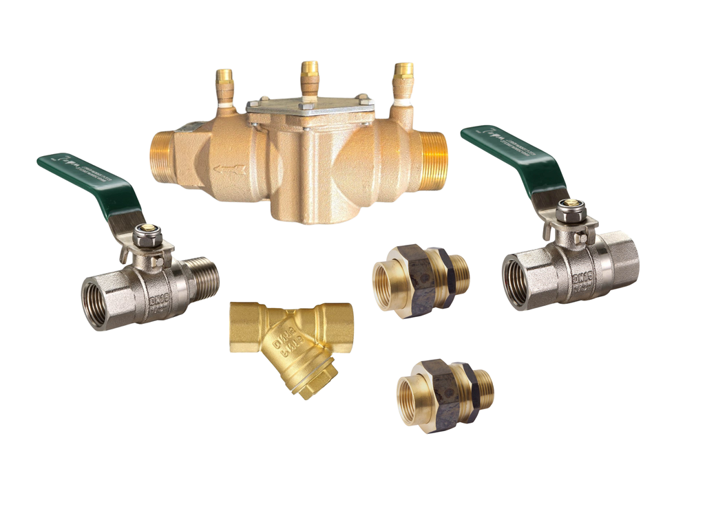 Watts 007 Double Check Backflow Brass Assembly (Unions Included)