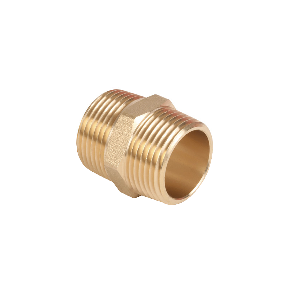 Brass Threaded Hex Nipple Flat Face (one side)