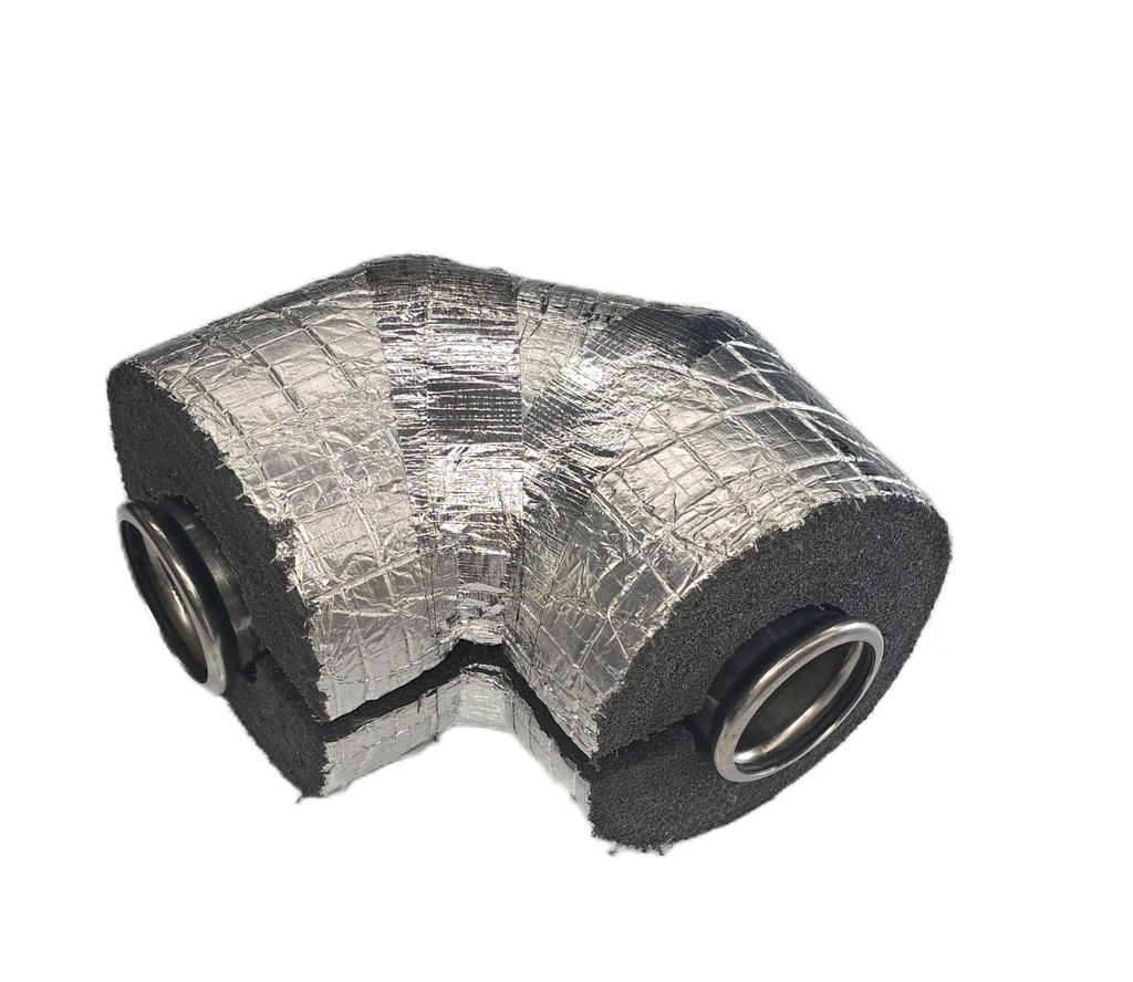 [INSU-B-FF-54-38] Foil Faced Insulated Foam Pipe Elbow Premade 54mm ID 38mm Wall