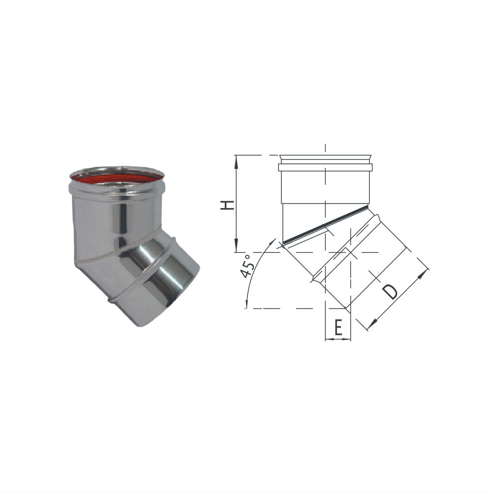 SS Flue Bend with Pre-fitted EPDM Gasket (up to 120 deg C)