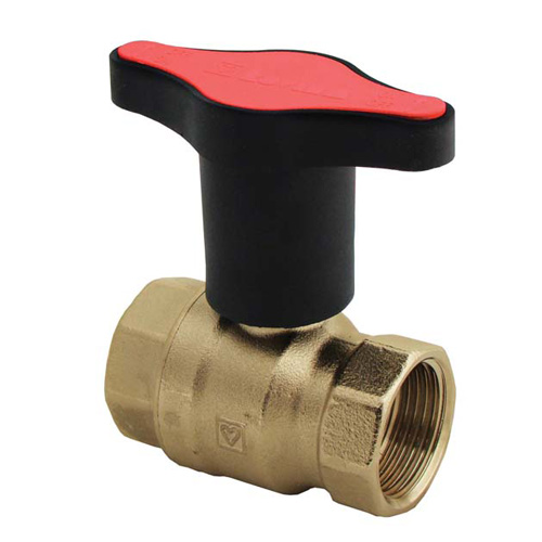 [1220641] Brass Ball Valve Threaded - Extended Red Insulated Handle (15mm)