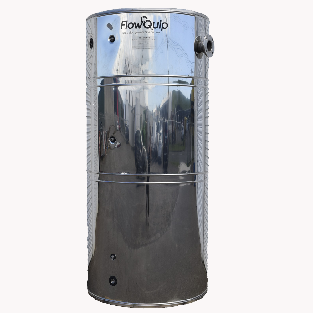 Thermacon 1500 Ltr Duplex Buffer Tank 2-Port 100mm TE Flanged Insulated & Stainless Clad