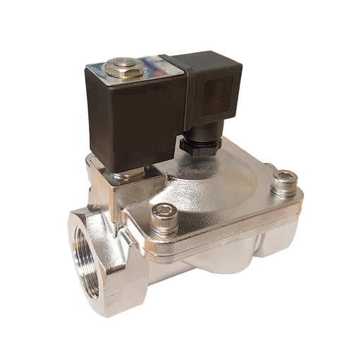 32mm - 1 1/4" Stainless Steel Solenoid Valve Normally Closed Pilot Assisted Lift with Coil and Plug