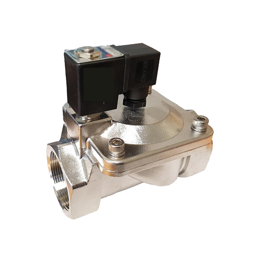 50mm - 2" Stainless Steel Solenoid Valve Normally Closed Pilot Assisted Lift with Coil and Plug